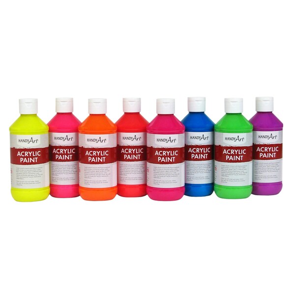 Fluorescent Acrylic Paint, 8 oz, 8 Colors
